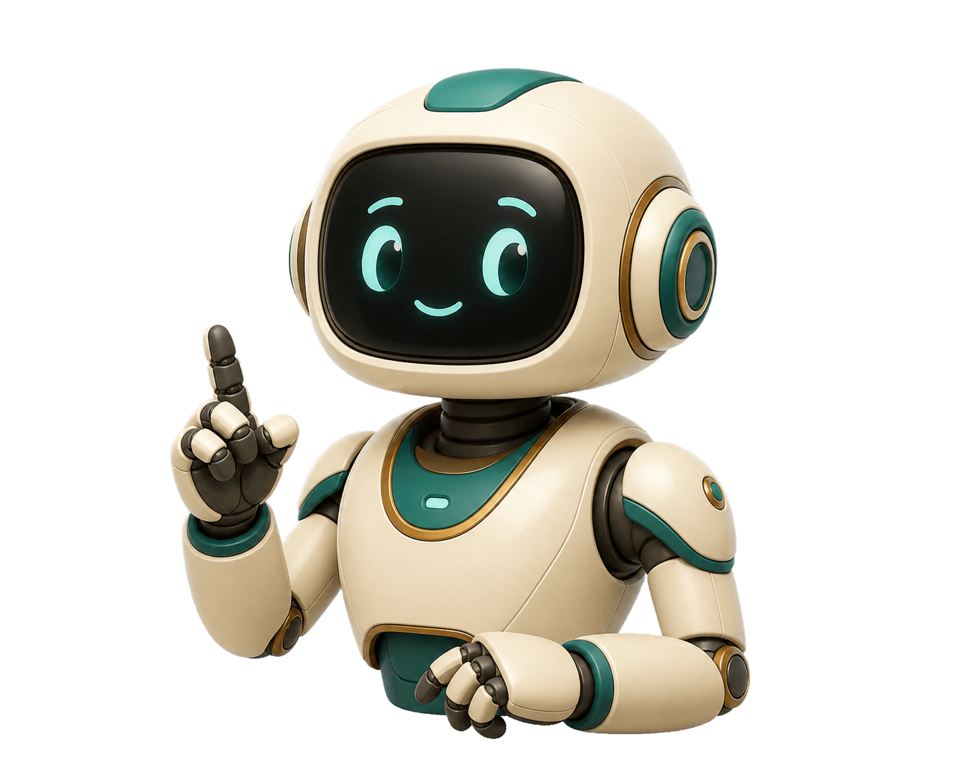 Friendly AI coaching robot mascot